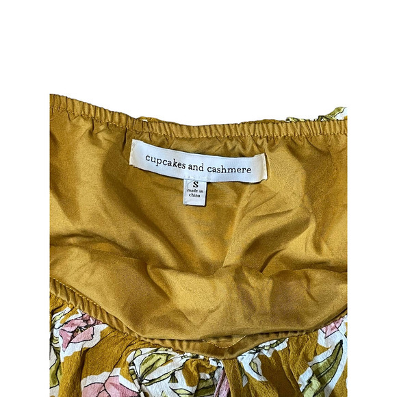 Cupcakes and Cashmere Off the Shoulder Halter Dress Womens Size Small Yellow - Picture 5 of 8